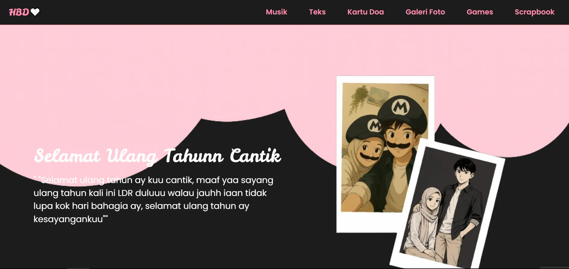 Cloud Scrapbook Website Ulang Tahun Romantis