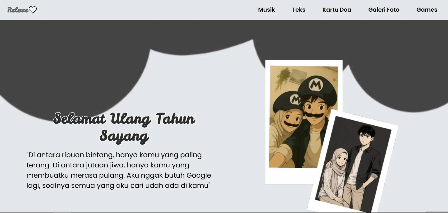 Cloud Grey Memories Website Ulang Tahun Romantis