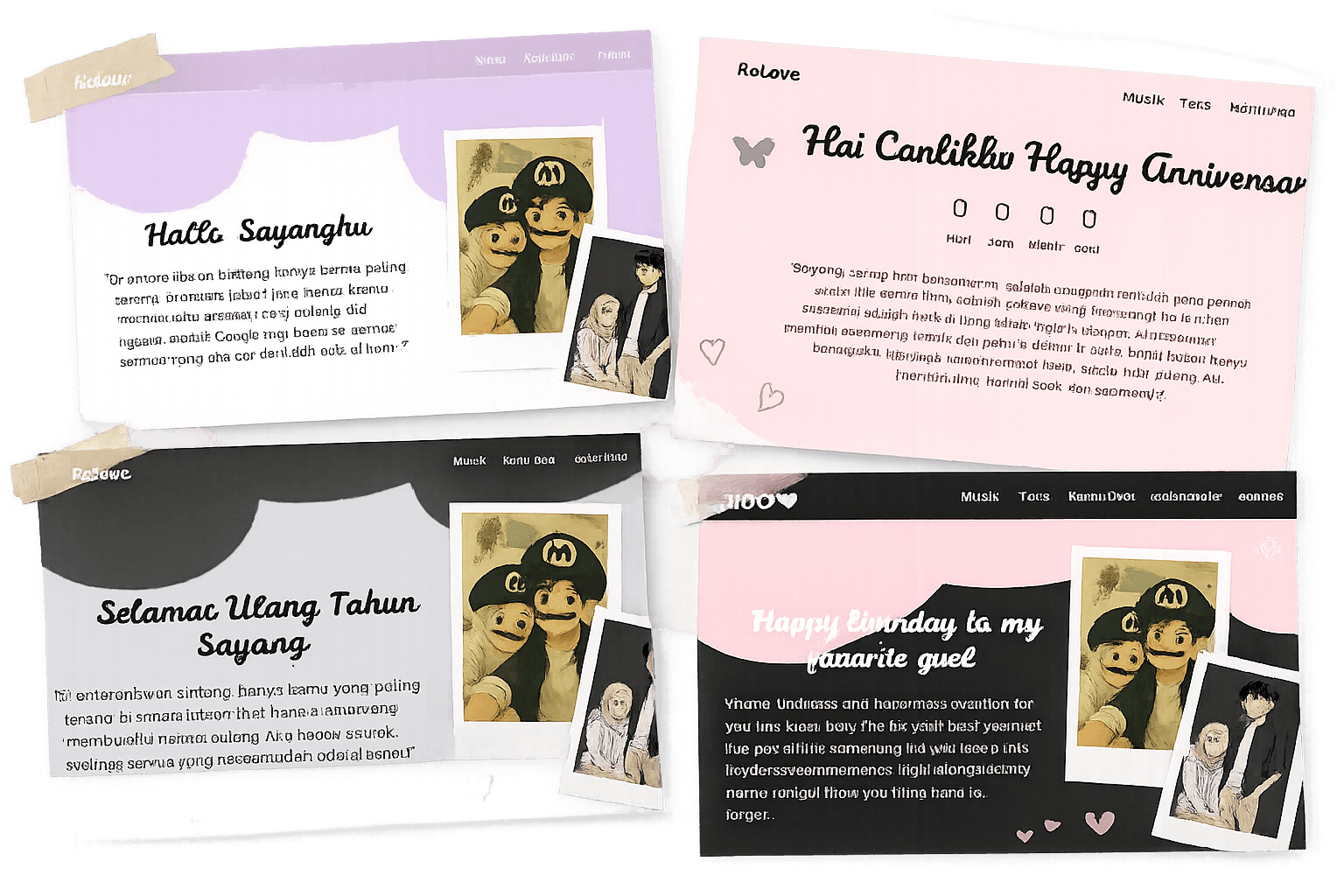 Kado digital romantis berupa website ulang tahun dan anniversary
