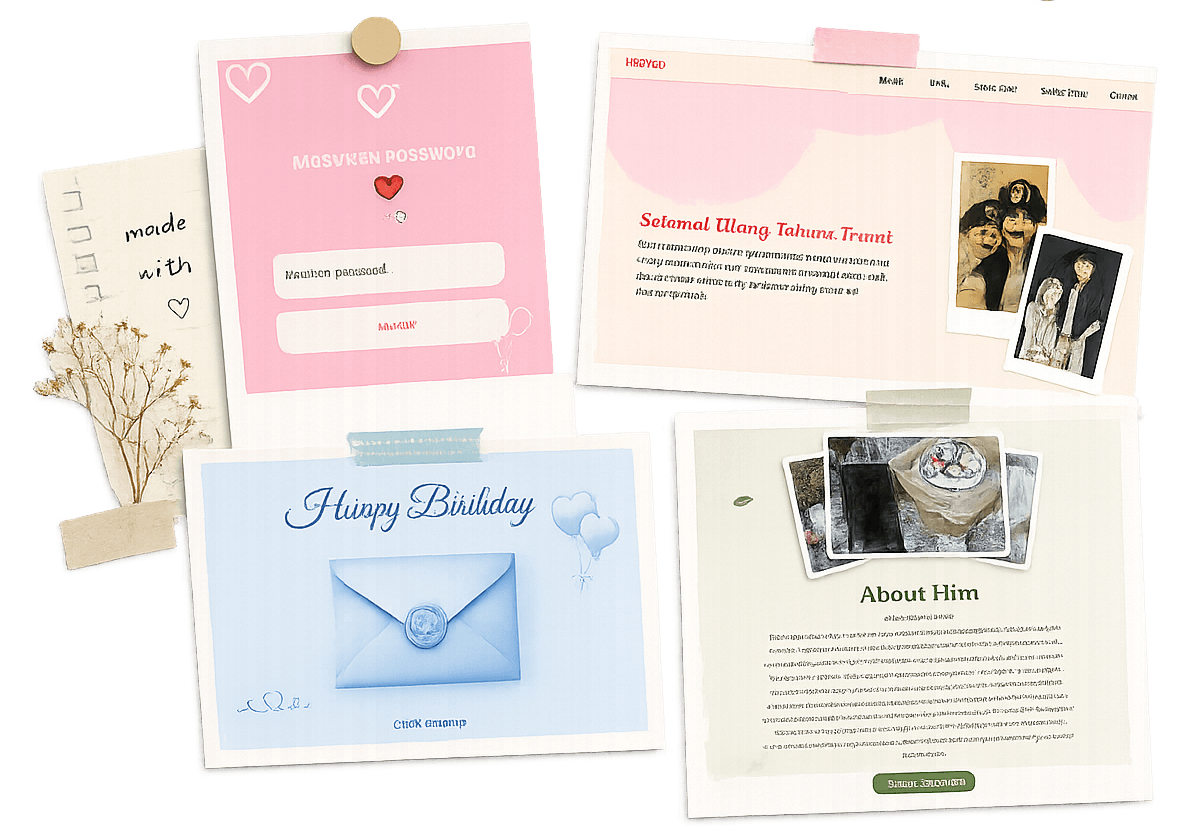 Contoh website anniversary romantis dan website kenangan digital Relove